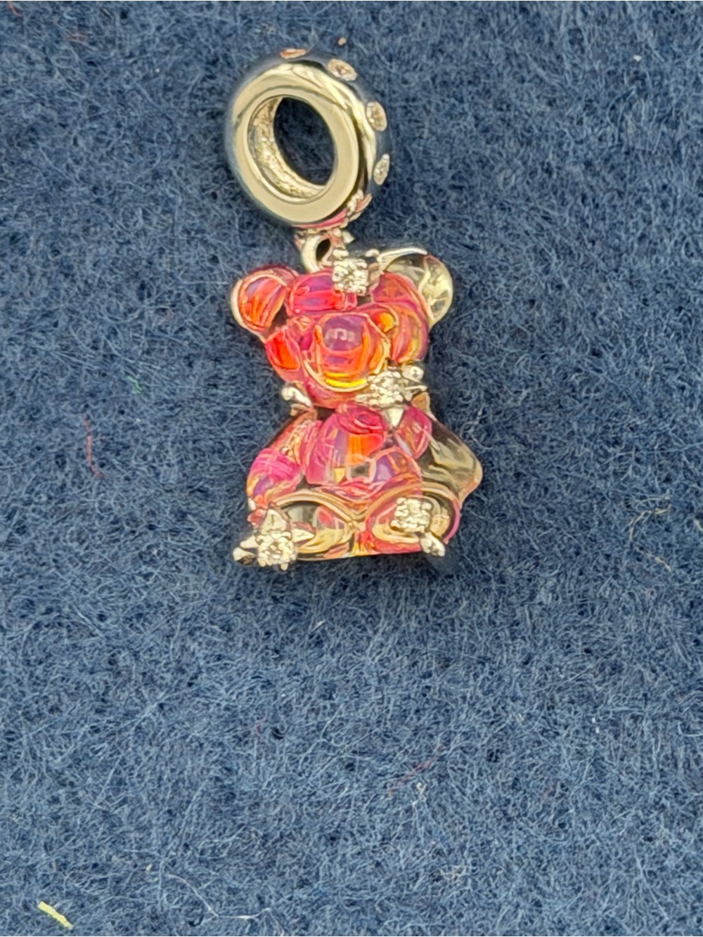 Sterling Silver and Pink Teddy Bear Charm Fits Pandora